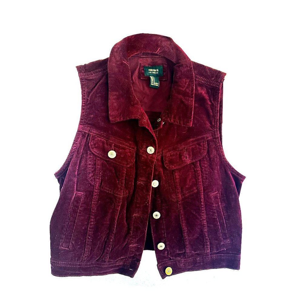 Forever 21 corduroy burgundy vest crop top